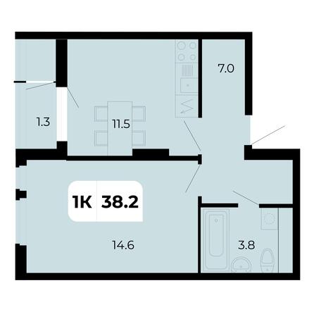 Планировка 1-комн 38,2 м²