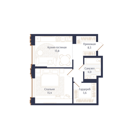 Планировка 1-комн 47,1 м²