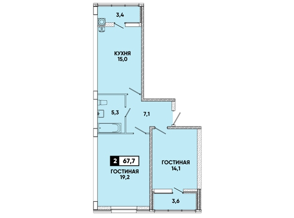 Планировка 2-комн 67,7 м²