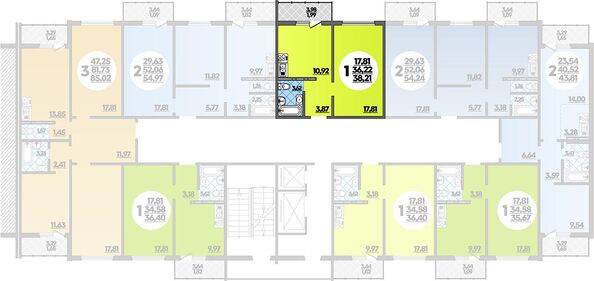 Планировка 1-комн 38,21 м²