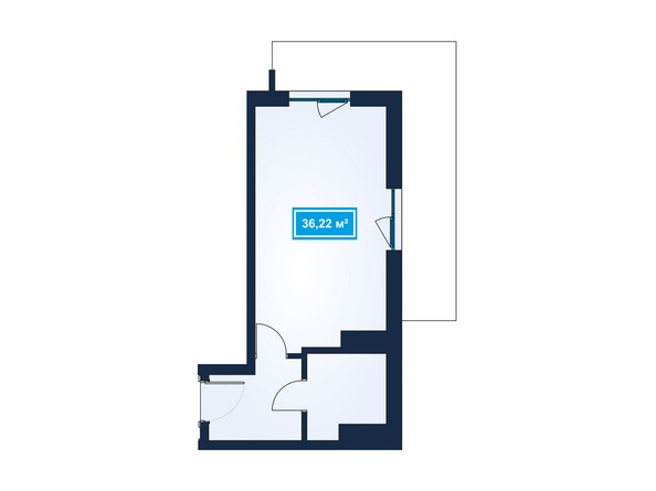 Планировка 1-комн 36,13 - 36,43 м²