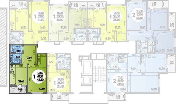 Планировка 1-комн 42,8 м²