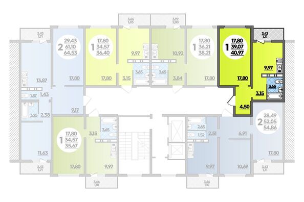 Планировка 1-комн 40,79 м²
