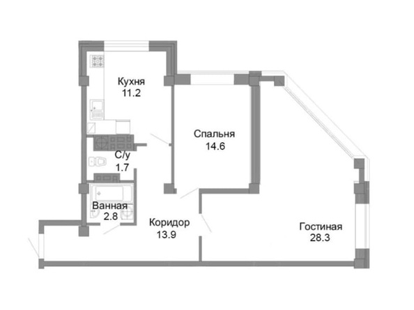 Планировка 2-комн 72,5 м²