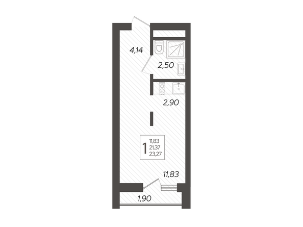 Планировка 1-комн 23,27 м²