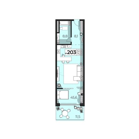 Планировка Студия 74 м²