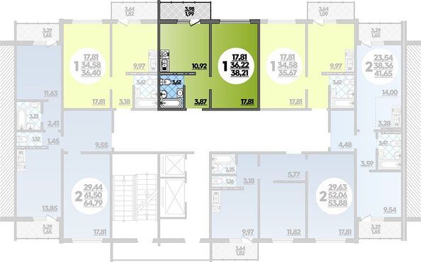 Планировка 1-комн 38,21 м²