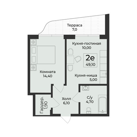 Планировка 2-комн 52,6 м²