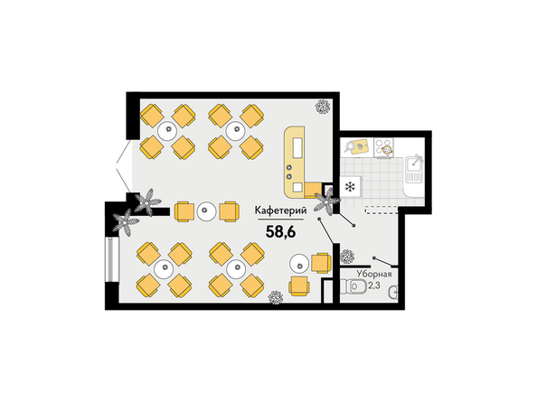 Планировка  58,6 м²
