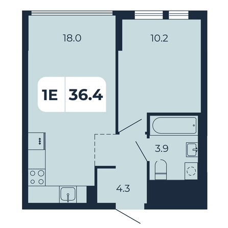 Планировка 1-комн 36,4 м²