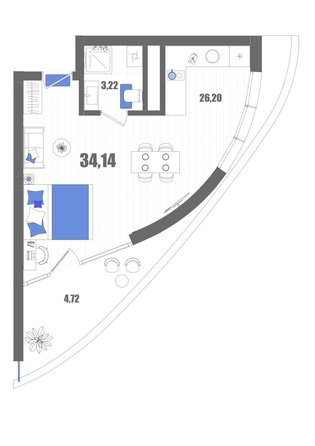 Планировка Номер 34,14, 35,6 м²
