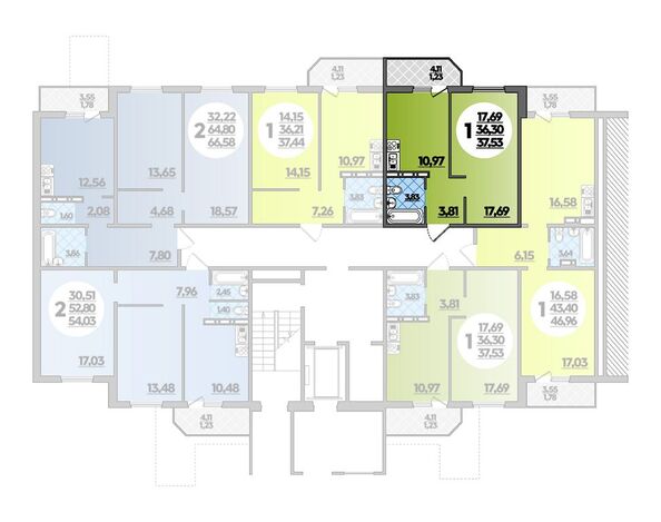 Планировка 1-комн 37,53 м²