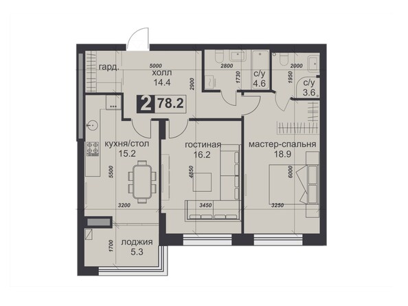 Планировка 2-комн 78,2 м²