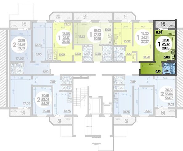 Планировка 1-комн 28,15 м²