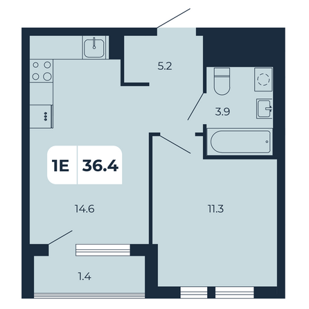 Планировка 1-комн 36,4 м²