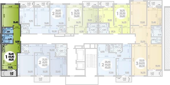 Планировка 1-комн 46,8 м²
