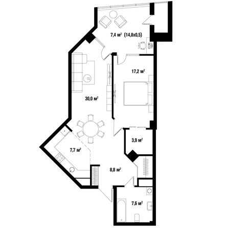 Планировка 2-комн 81,9 м²