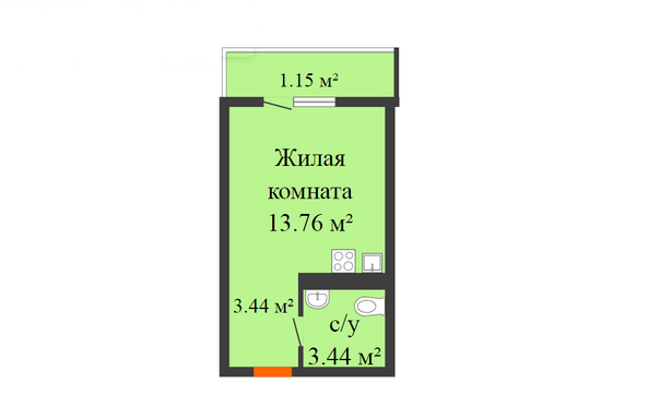 Планировка Студия 21,79 м²