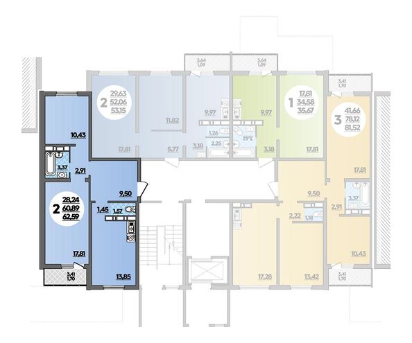 Планировка 2-комн 64,29 м²