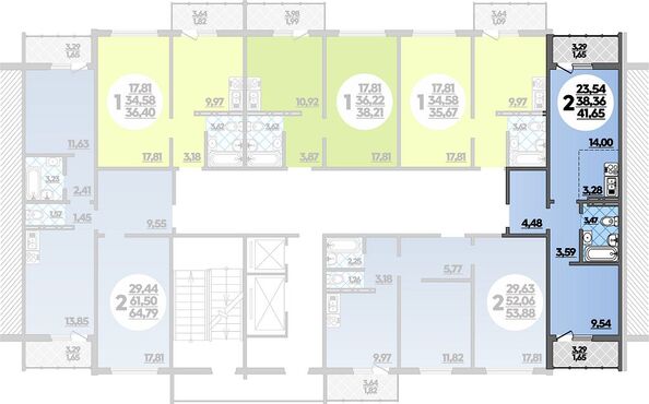 Планировка 2-комн 41,66 м²