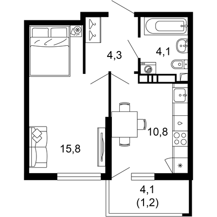 Планировка 1-комн 36,2 м²