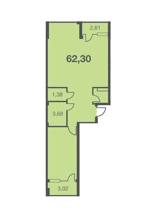 Планировка 2-комн 62,3 м²