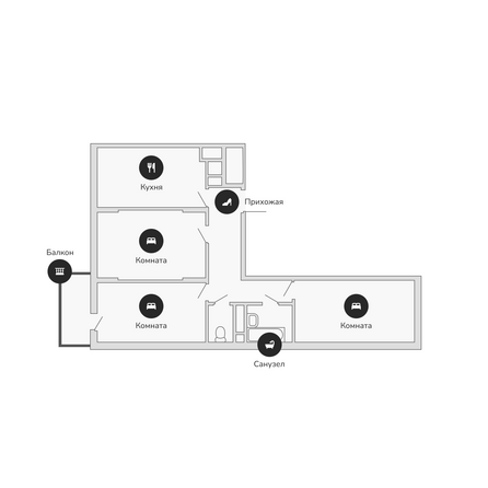 Планировка 3-комн 84,18 м²