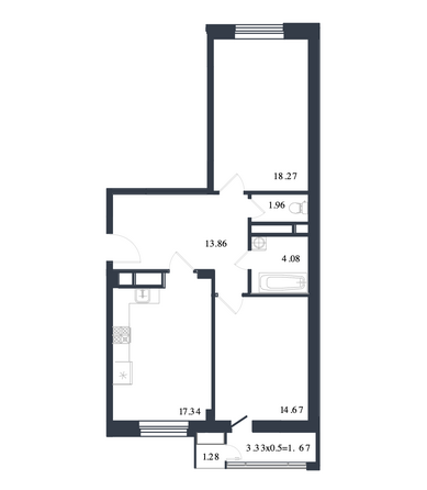Планировка 2-комн 73,13 м²