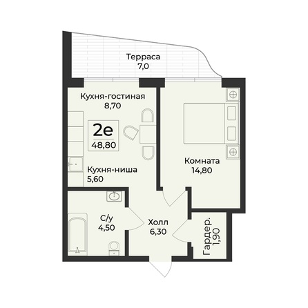 Планировка 2-комн 52,3 м²