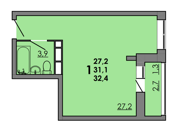 Планировка Студия 32,4 м²