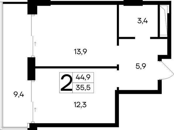 Планировка Апартамент 44,9 м²