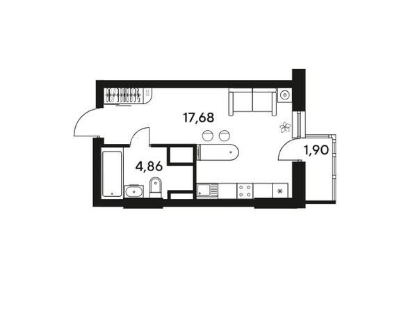 Планировка Студия 23,9 м²