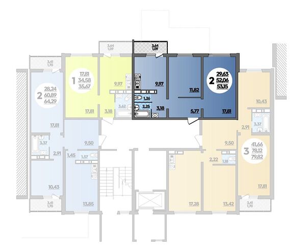 Планировка 2-комн 53,15 м²