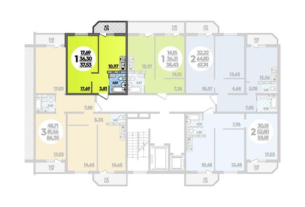 Планировка 1-комн 37,53 м²