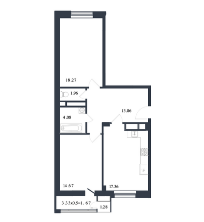 Планировка 2-комн 73,15 м²