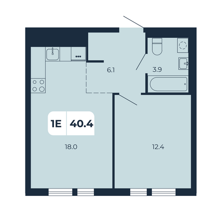 Планировка 1-комн 40,4 м²