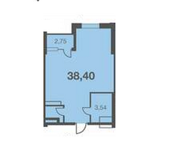 Планировка 1-комн 38,4 м²