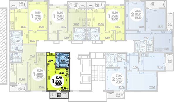 Планировка 1-комн 25,5 м²