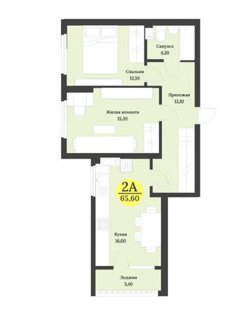 Планировка 2-комн 65,6 м²