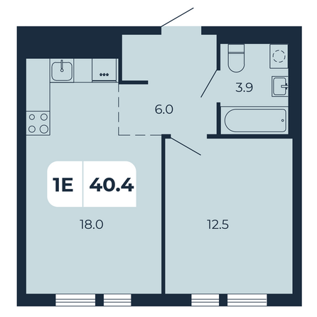 Планировка 1-комн 40,4 м²