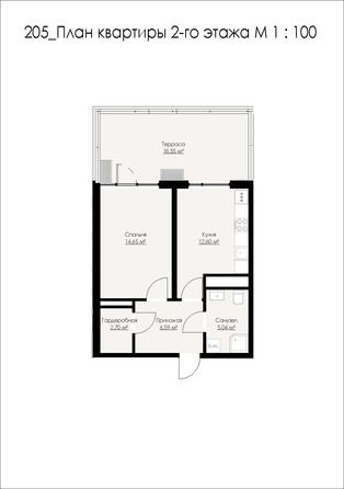 Планировка 1-комн 60,12 м²