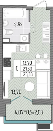 Планировка Студия 23,3 м²