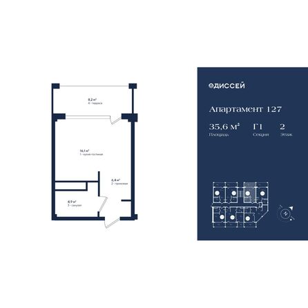Планировка Студия 35,6 м²