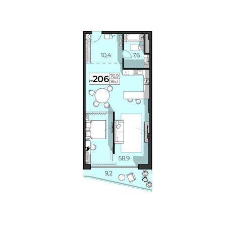 Планировка 2-комн 86,1, 87,3 м²