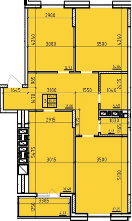 Планировка 3-комн 86,92 м²