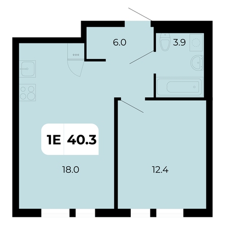 Планировка 1-комн 40,3 м²