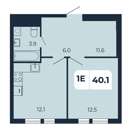 Планировка 1-комн 40,1 м²