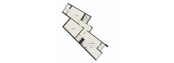 Планировка 3-комн 107,37 м²