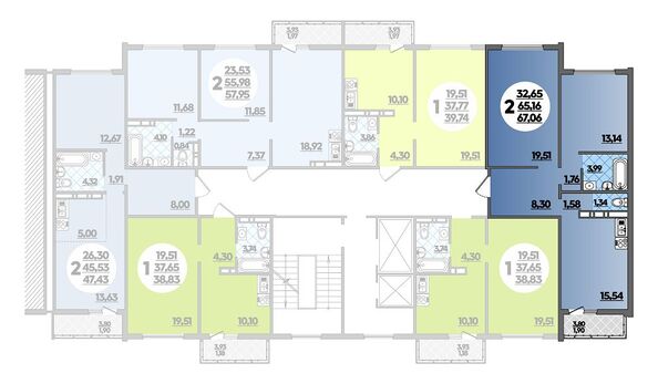 Планировка 2-комн 67,06 м²