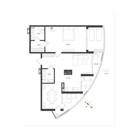 Планировка Апартамент 97,92 м²